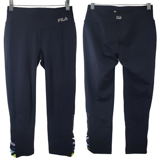 Fila Sport Live In Motion Women’s Size XS Black Yoga Capri Athletic Leggings - Picture 2 of 15